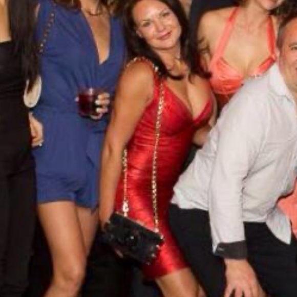 Bandage body red metallic foil mini dress size S, HL like - Picture 7 of 7